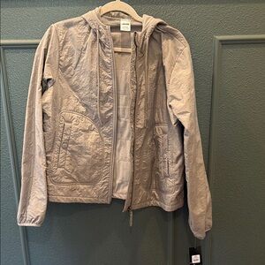 NWT tan/gray Hooded light Jacket